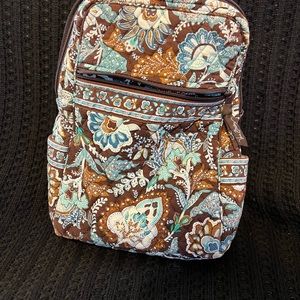 Vera Bradley teal & brown compact backpack